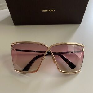 Tom Ford Gold Frame Sunglasses with Pink Gradient Lenses